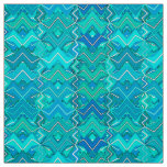 Tribal Batik Print, Turquoise, Aqua and Seafoam Fabric