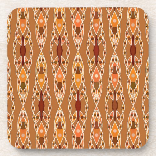 Tribal Batik _ Rust Terracotta and Beige Coaster