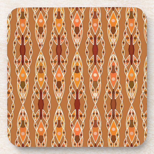 Tribal Batik - Rust, Terracotta and Beige Coaster (Front)
