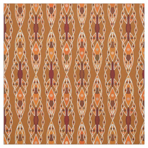 Tribal Batik _ Rust Terracotta and Beige Fabric