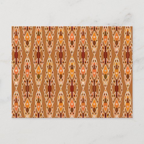 Tribal Batik _ Rust Terracotta and Beige Postcard