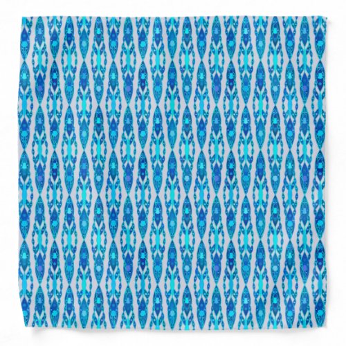 Tribal Batik _ Sapphire Blue and Silver Grey Bandana