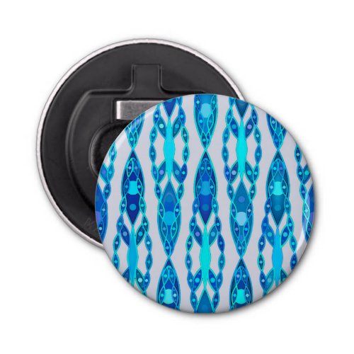 Tribal Batik _ Sapphire Blue and Silver Grey Bottle Opener