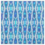 Tribal Batik - Sapphire Blue and Silver Grey Fabric