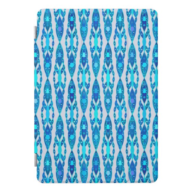 Tribal Batik - Sapphire Blue and Silver Grey iPad Pro Cover (Front)