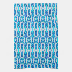 Tribal Batik - Sapphire Blue and Silver Grey Kitchen Towel