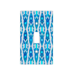 Tribal Batik - Sapphire Blue and Silver Grey Light Switch Cover
