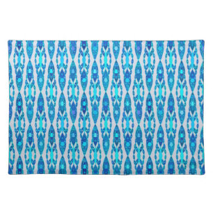 Tribal Batik - Sapphire Blue and Silver Grey Placemat