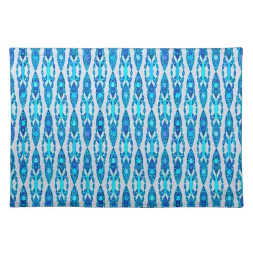 Tribal Batik _ Sapphire Blue and Silver Grey Placemat