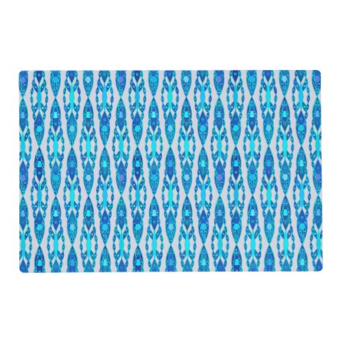 Tribal Batik _ Sapphire Blue and Silver Grey Placemat