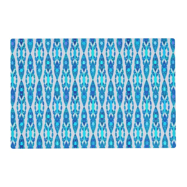Tribal Batik - Sapphire Blue and Silver Grey Placemat (Front)
