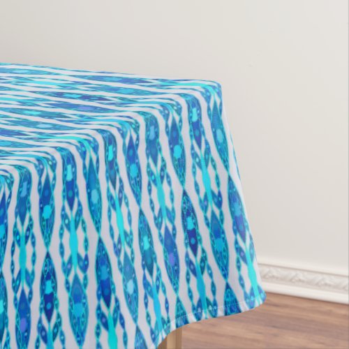 Tribal Batik _ Sapphire Blue and Silver Grey Tablecloth