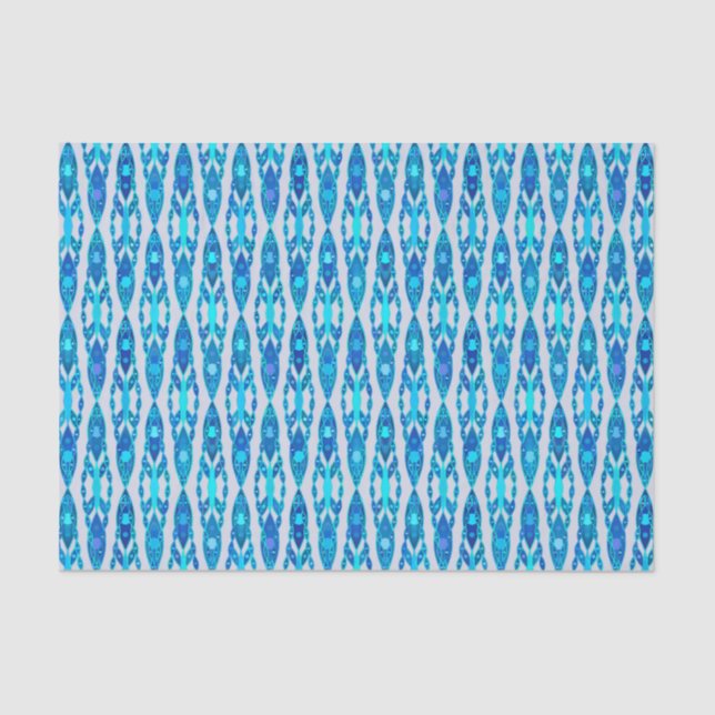 Tribal Batik - Sapphire Blue and Silver Grey Tissue Paper (Front)