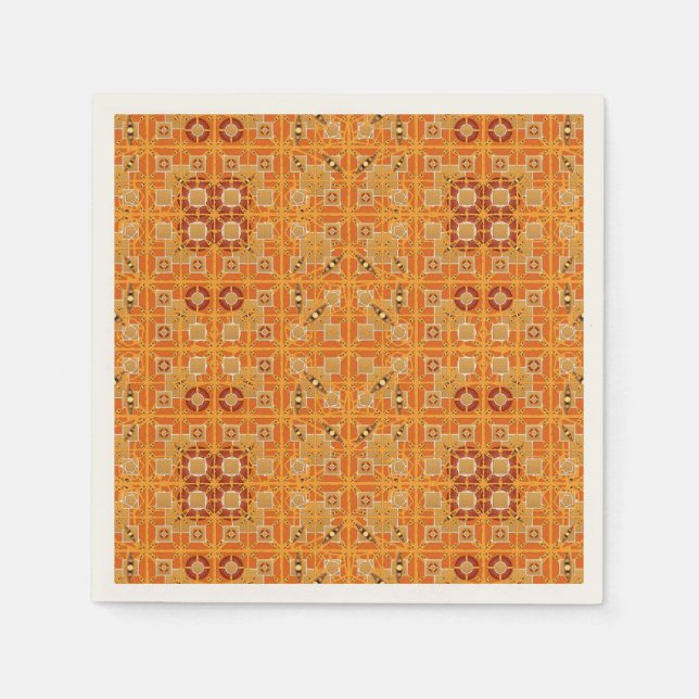 Tribal Batik - shades of amber and brown Paper Napkins (Front)