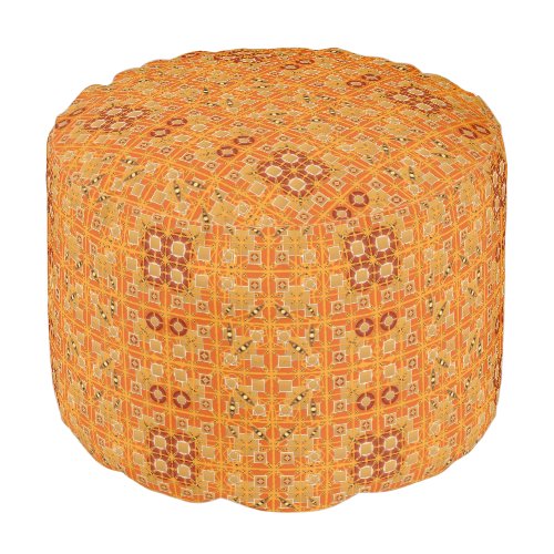 Tribal Batik _ shades of amber and brown Pouf