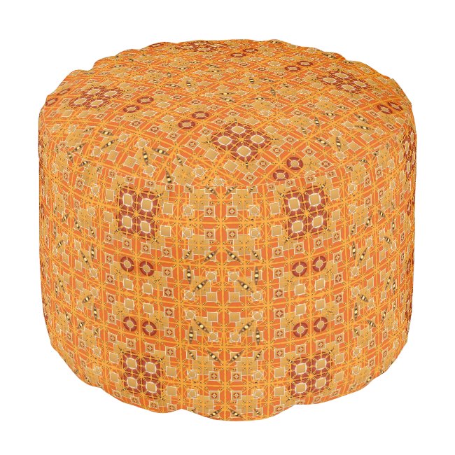 Tribal Batik - shades of amber and brown Pouf