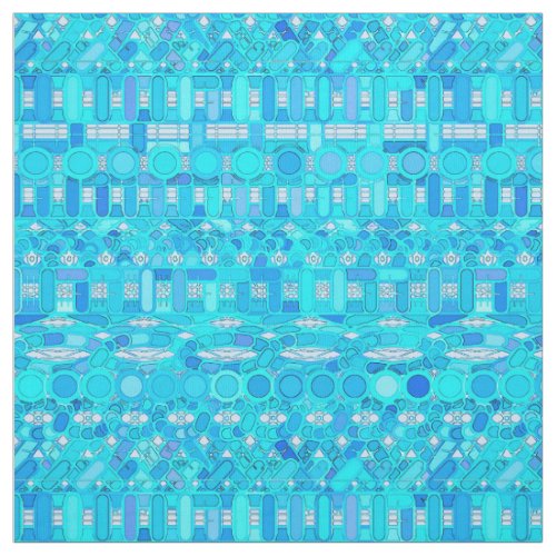 Tribal Batik _ shades of blue Fabric