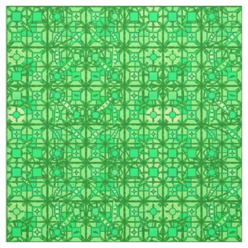 Tribal Batik _ shades of emerald green Fabric