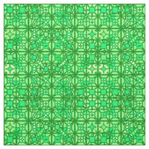 Tribal Batik - shades of emerald green Fabric