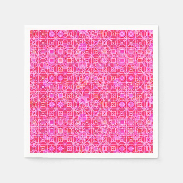 Tribal Batik - shades of fuchsia pink Paper Napkins (Front)