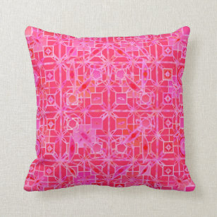 Tribal Batik - shades of fuchsia pink Throw Pillow