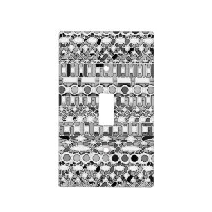 Tribal Batik - shades of grey / gray Light Switch Cover