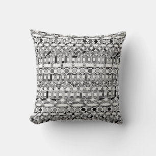 Tribal Batik - shades of grey / gray Throw Pillow