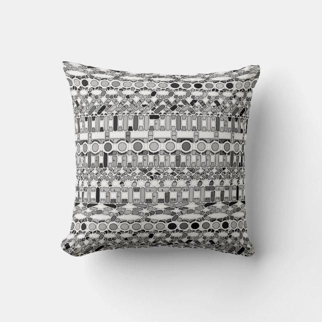 Tribal Batik - shades of grey / gray Throw Pillow (Front)
