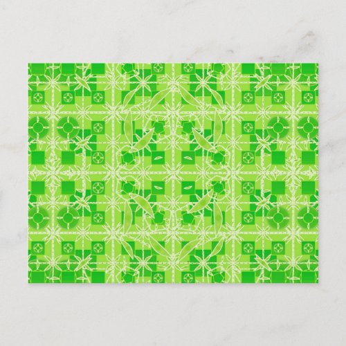 Tribal Batik _ shades of lime green Postcard