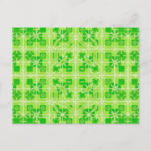 Tribal Batik - shades of lime green Postcard (Front)