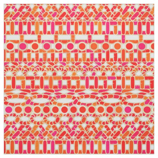Tribal Batik - shades of orange and pink Fabric