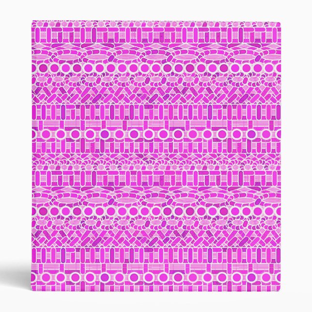 Tribal Batik - shades of orchid and violet 3 Ring Binder (Front)
