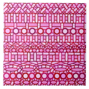 Tribal Batik - shades of pink and burgundy Tile