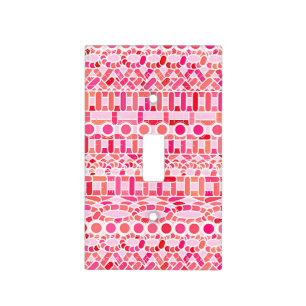 Tribal Batik - shades of pink and coral Light Switch Cover