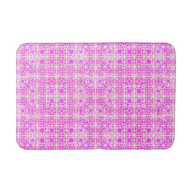 Tribal Batik - shades of pink and orchid Bath Mat (Front)