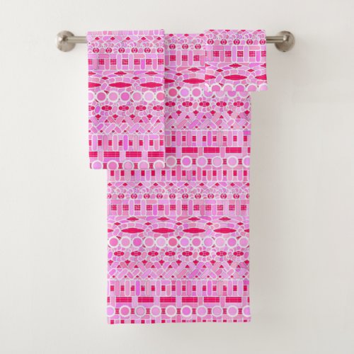 Tribal Batik _ shades of pink Bath Towel Set