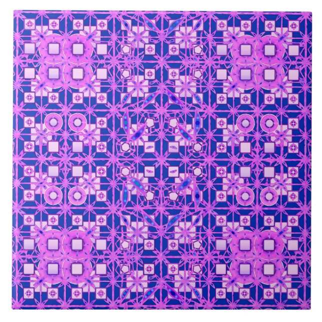 Tribal Batik - shades of purple Tile (Front)
