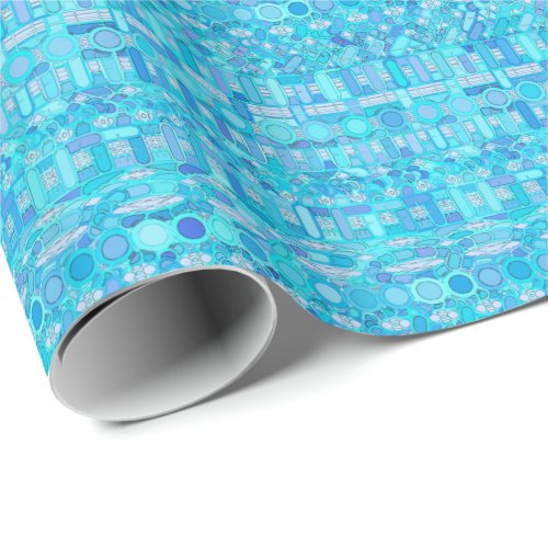 Tribal Batik _ shades of turquoise blue Wrapping Paper