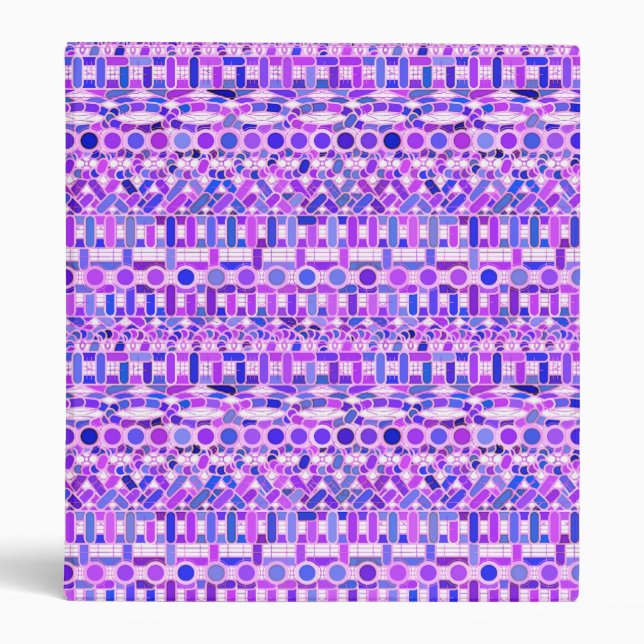 Tribal Batik - shades of violet purple 3 Ring Binder (Front)