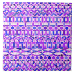 Tribal Batik - shades of violet purple Ceramic Tile