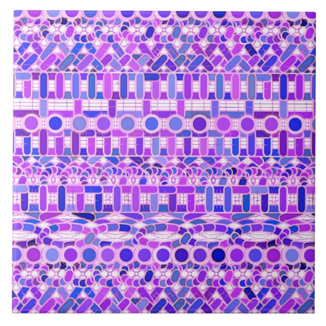 Tribal Batik - shades of violet purple Ceramic Tile (Front)