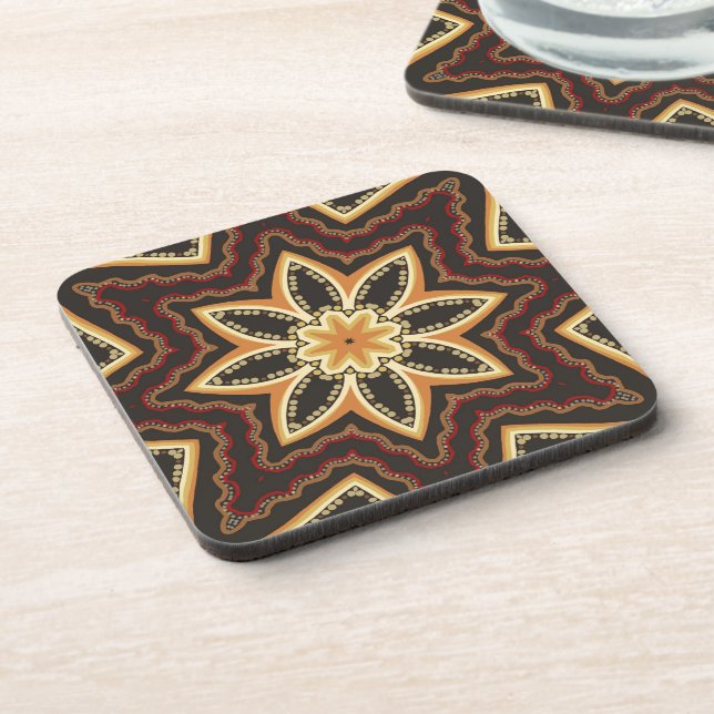Tribal Batik Star Flower Beverage Coaster (Left Side)
