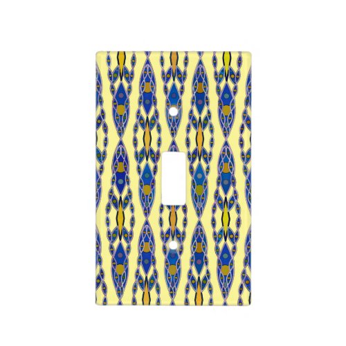 Tribal Batik _ Steel Blue Grey and Yellow Light Switch Cover