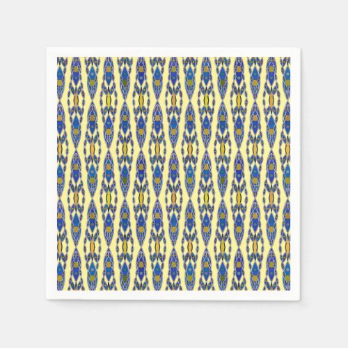 Tribal Batik _ Steel Blue Grey and Yellow Napkins