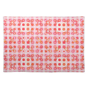 Tribal Batik - strawberry pink and red Placemat