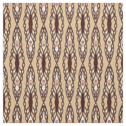 Tribal Batik _ Tan Dark Brown and Cream Fabric