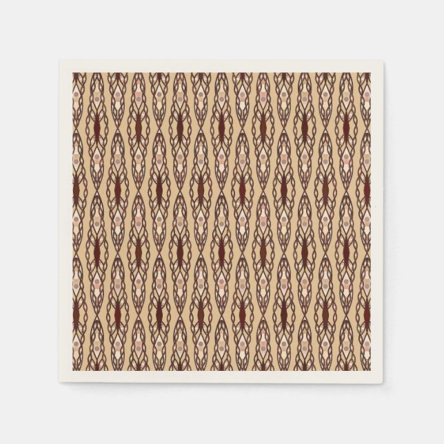 Tribal Batik - Tan, Dark Brown and Cream Paper Napkins (Front)