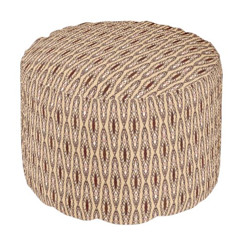 Tribal Batik _ Tan Dark Brown and Cream Pouf