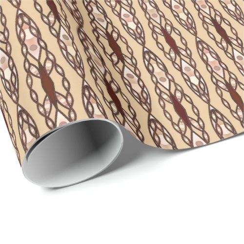 Tribal Batik _ Tan Dark Brown and Cream Wrapping Paper