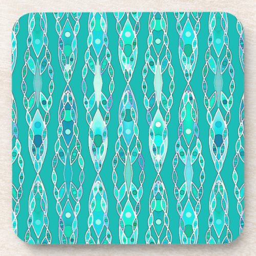 Tribal Batik _ Turquoise and Aquamarine Coaster